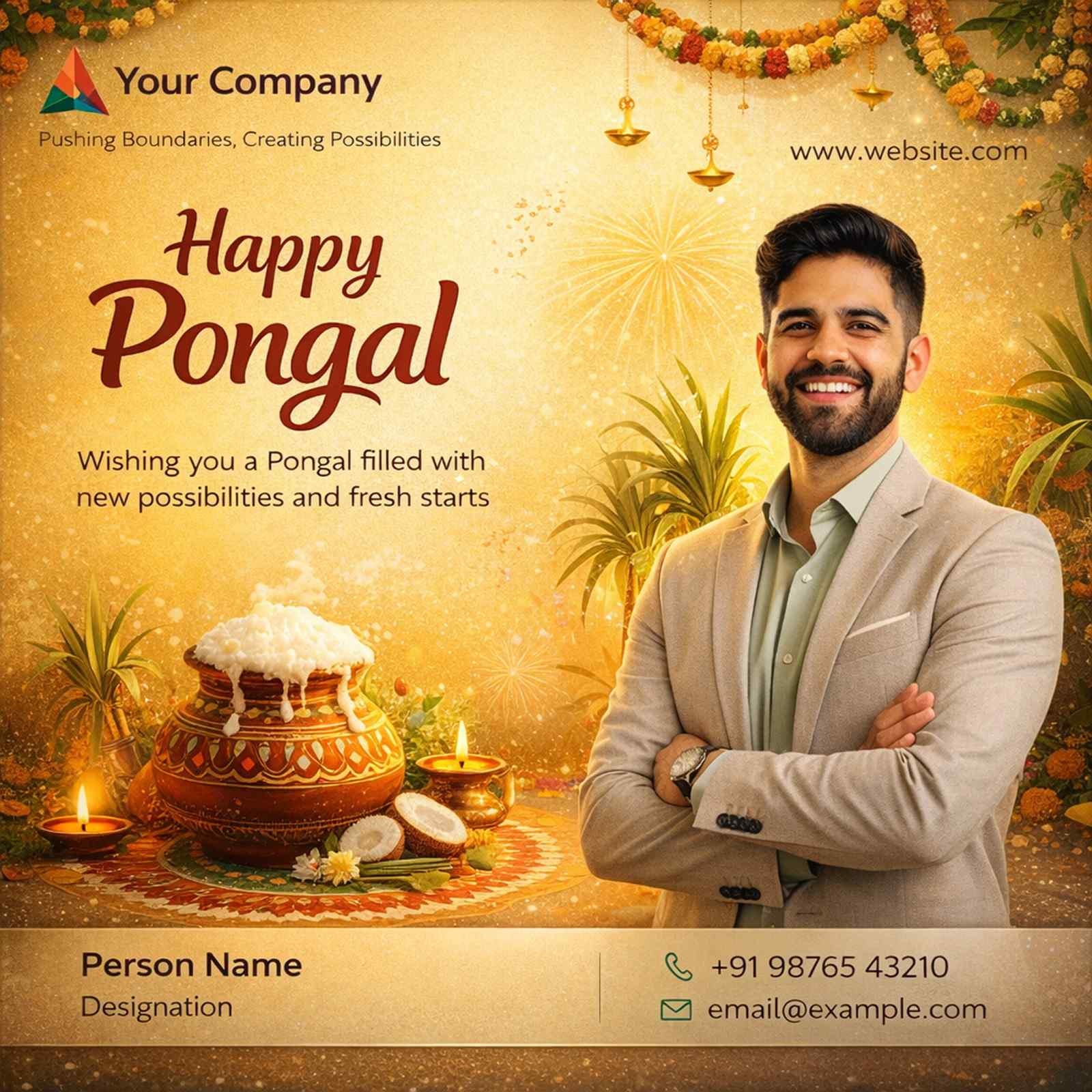 Modern Pongal Celebration Poster